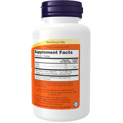 NOW Foods Black Cumin Seed Oil softgels close-up for convenient daily supplementation.
