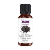 NOW Foods Black Pepper Oil bottle with warm, spicy aroma for energizing moments.