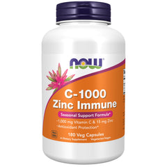 NOW Foods C-1000 Zinc Immune bottle for daily immune support.