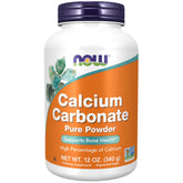 NOW Foods Calcium Carbonate powder container shows high calcium content for bone support.