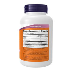 NOW Foods Caprylic Acid softgels bottle side view showing easy-to-swallow capsules.