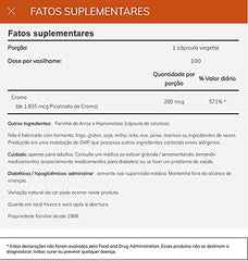 Close-up of the NOW Foods Chromium Picolinate label with 200 mcg and gluten-free details.