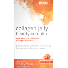 NOW Foods Collagen Jelly Beauty Complex bottle with orange flavor for skin support and easy daily use