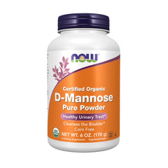 NOW Foods D-Mannose Powder bottle shows convenient daily use for urinary tract support