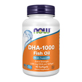 NOW Foods DHA-1000 Brain Support softgel close-up showing high DHA content