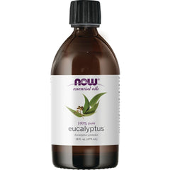 NOW Foods Eucalyptus Oil bottle with pure aroma for diffusers and blends.