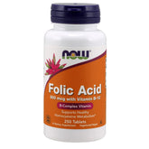 NOW Foods Folic Acid 800 mcg tablets bottle—supports healthy homocysteine metabolism.