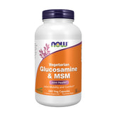NOW Foods GreenGrown Glucosamine MSM bottle on shelf for joint support