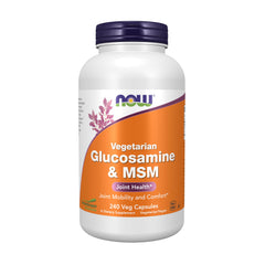 NOW Foods GreenGrown Glucosamine MSM bottle on shelf for joint support