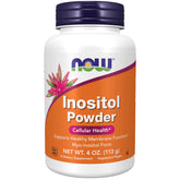 NOW Foods Inositol Powder, botella con etiqueta, apoya la función de membranas celulares.