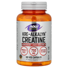 NOW Foods Kre-Alkalyn Creatine workout action shot conveys performance support.