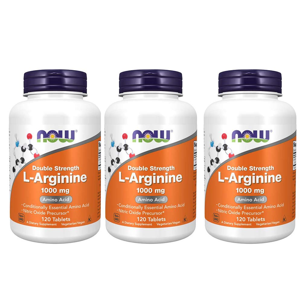 NOW Foods L-Arginine 1000mg bottle front view; high strength formula