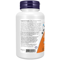 NOW Foods L-Citrulline Pure Powder bottle close-up showing label