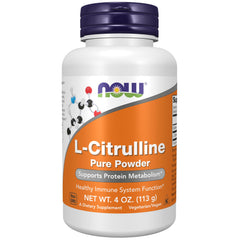 NOW Foods L-Citrulline Pure Powder bottle for protein metabolism support