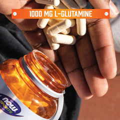 NOW Foods L-Glutamine label emphasizes GMP certification