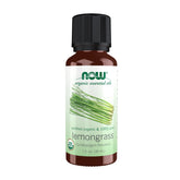 NOW Foods lemongrass oil bottle with pure aroma for diffusers.