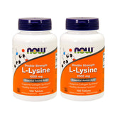 NOW Foods L-Lysine 1000mg bottle front view, vegan tablets for daily amino acid support.