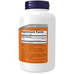 NOW Foods L-Lysine 500 mg tablets close-up highlighting tablet form for easy dosing.
