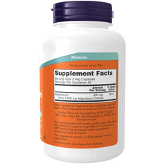 NOW Foods Magnesium Citrate bottle back label highlighting energy and enzyme support
