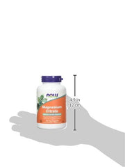 NOW Foods Magnesium Citrate caps bottle label for balanced minerals.