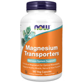 NOW Foods Magnesium Transporters bottle shows five forms for improved absorption.
