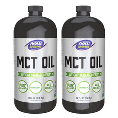 NOW Foods MCT Oil bottle with pour spout for easy drinks and dressings.