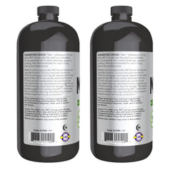 NOW Foods MCT Oil label close-up showing coconut origin and keto-friendly features.
