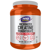 NOW Foods micronized creatine powder in a jar for easy mixing and lean mass support
