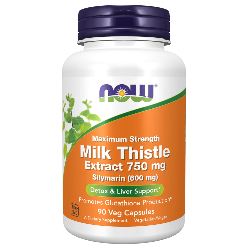 NOW Foods Milk Thistle capsule hero image highlighting liver support benefits.