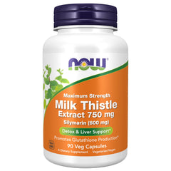NOW Foods Milk Thistle capsule hero image highlighting liver support benefits.