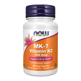 NOW Foods MK-7 bottle front showing vegan vitamin K-2 packaging and product name