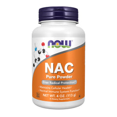 NOW Foods NAC 600 mg powder bottle for daily antioxidant support and cellular health.