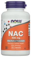 NOW Foods NAC 600 mg bottle for daily wellness and easy capsule intake.
