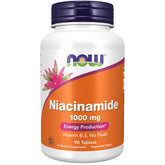 NOW Foods Niacinamide 1000 mg bottle shows no-flush vitamin B-3 for daily energy support.