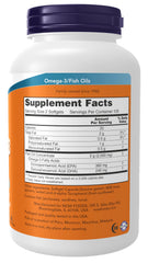 NOW Foods Omega-3 softgels closeup highlighting convenient daily dosage for use