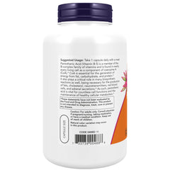 NOW Foods Pantothenic Acid label back displays ingredients and dosage