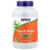 NOW Foods Pau D'Arco 500 mg bottle highlighting herbal support for daily wellness.