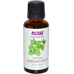 NOW Foods Peppermint Oil bottle front showing label for refreshing aroma diffusion