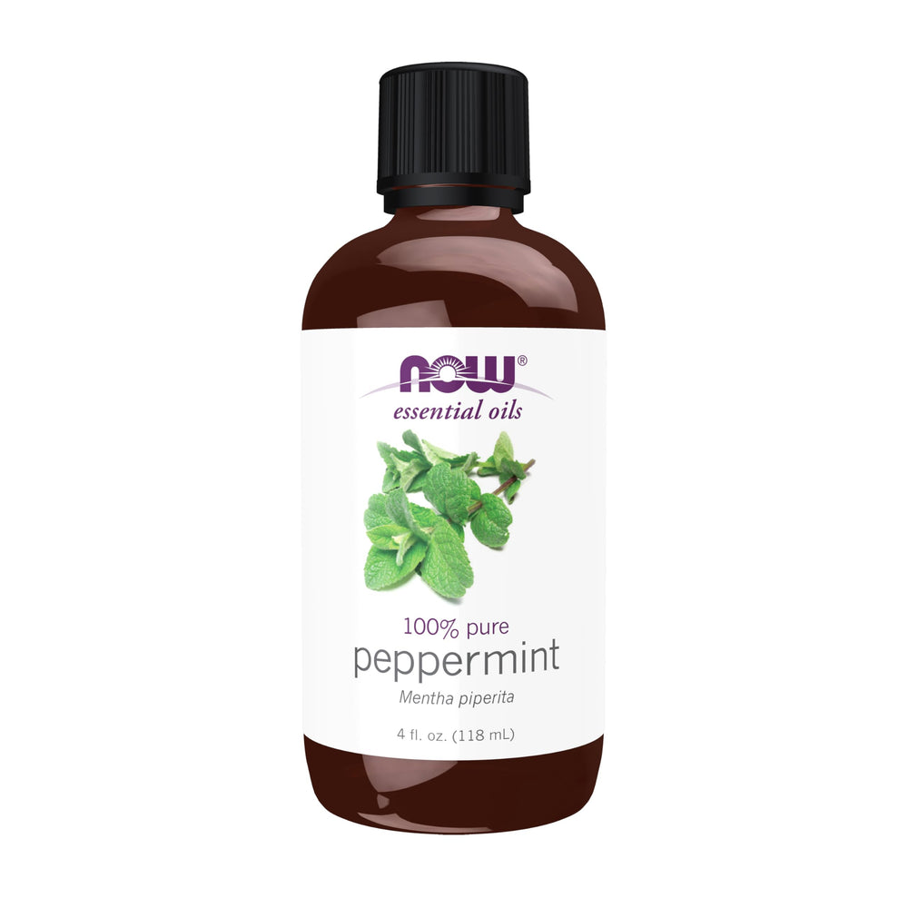 NOW Foods Peppermint Oil bottle front with refreshing aroma