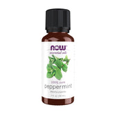 NOW Foods peppermint oil steam-distilled bottle for pure aromatherapy