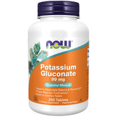 NOW Foods Potassium Gluconate bottle with easy-to-swallow tablets for daily support.
