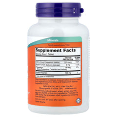 NOW Foods Potassium Plus Iodine label communicates size and purpose for everyday mineral intake