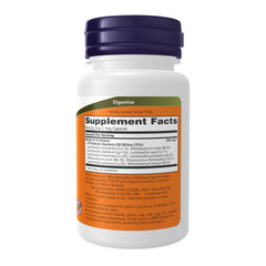 NOW Foods Probiotic-10 label closeup showing 10 strains and DNA verification
