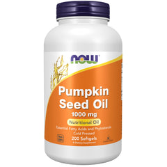 NOW Foods pumpkin seed oil 1000 mg bottle shows the sleek container for daily EFAs