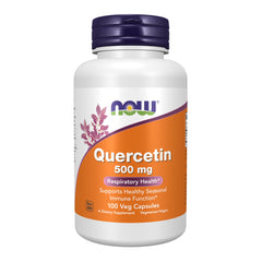 NOW Foods Quercetin 500mg bottle with label and potential seasonal immune support