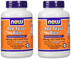 NOW Foods red yeast rice with CoQ10 bottle pack-shot for daily cardiovascular support