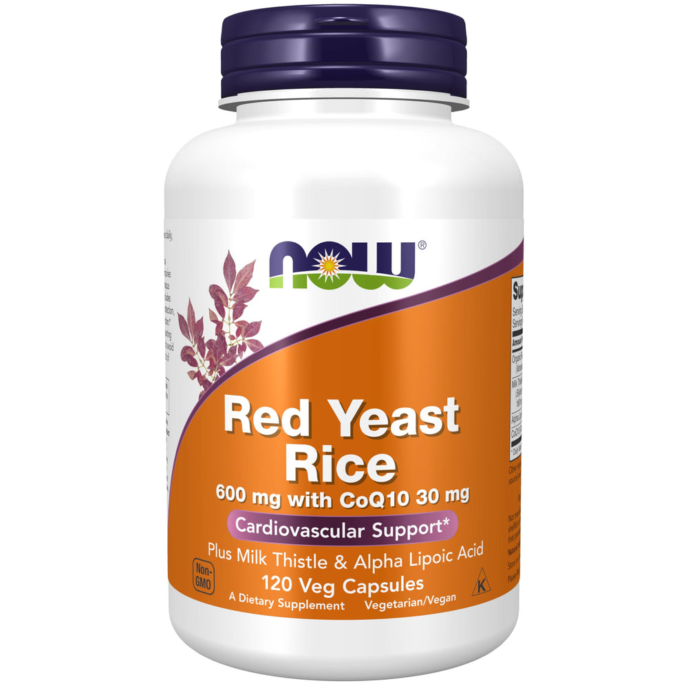 NOW Foods red yeast rice coq10 milk thistle alpha lipoic acid bottle for daily wellness