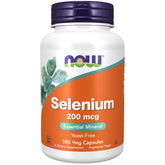 NOW Foods Selenium 200 mcg VCaps bottle front view for daily antioxidant support.