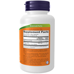 NOW Foods Slippery Elm capsules close-up showing 100 veggie capsules