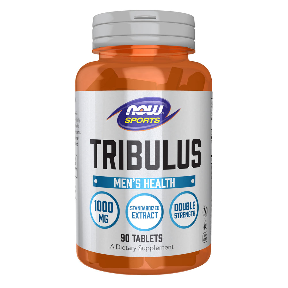 NOW Foods Tribulus 1000 mg tablet front showcases packaging suggesting vitality support.